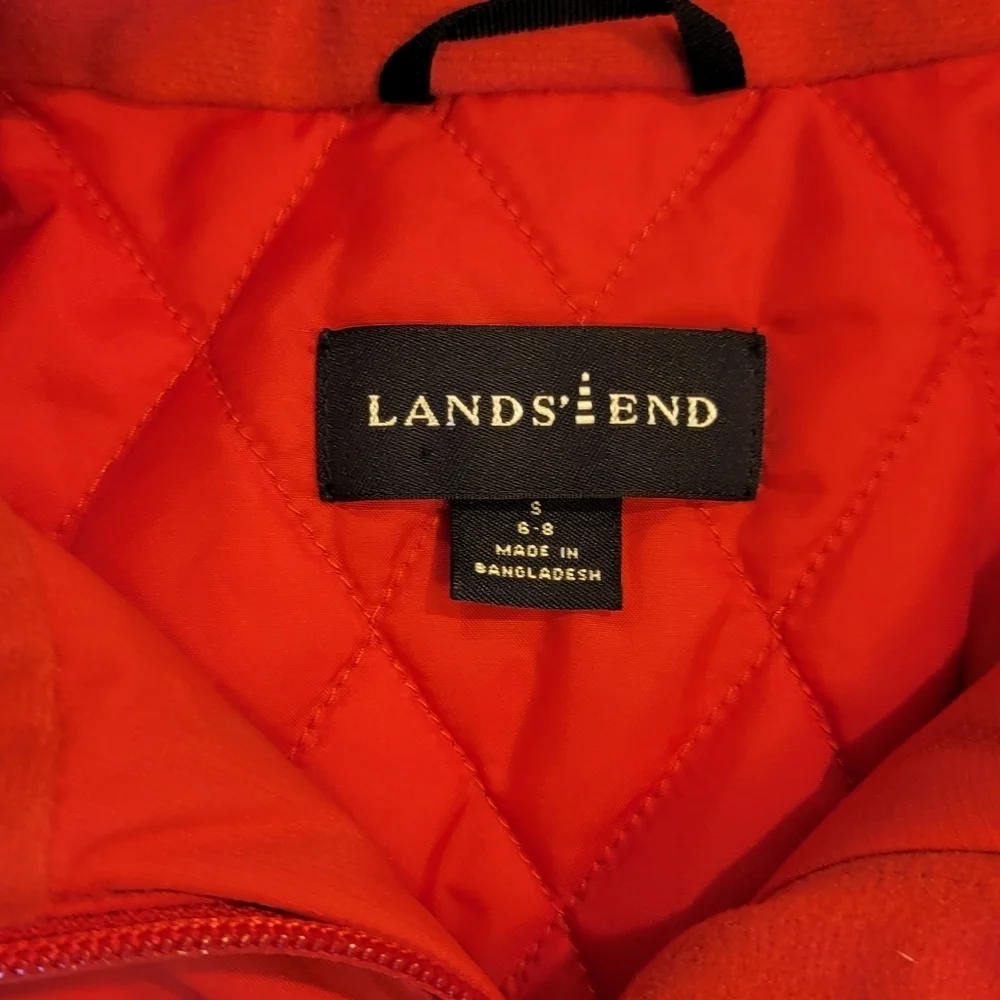 LADIES LANDS'‎ END RED JACKET WITH HOOD (sz small)